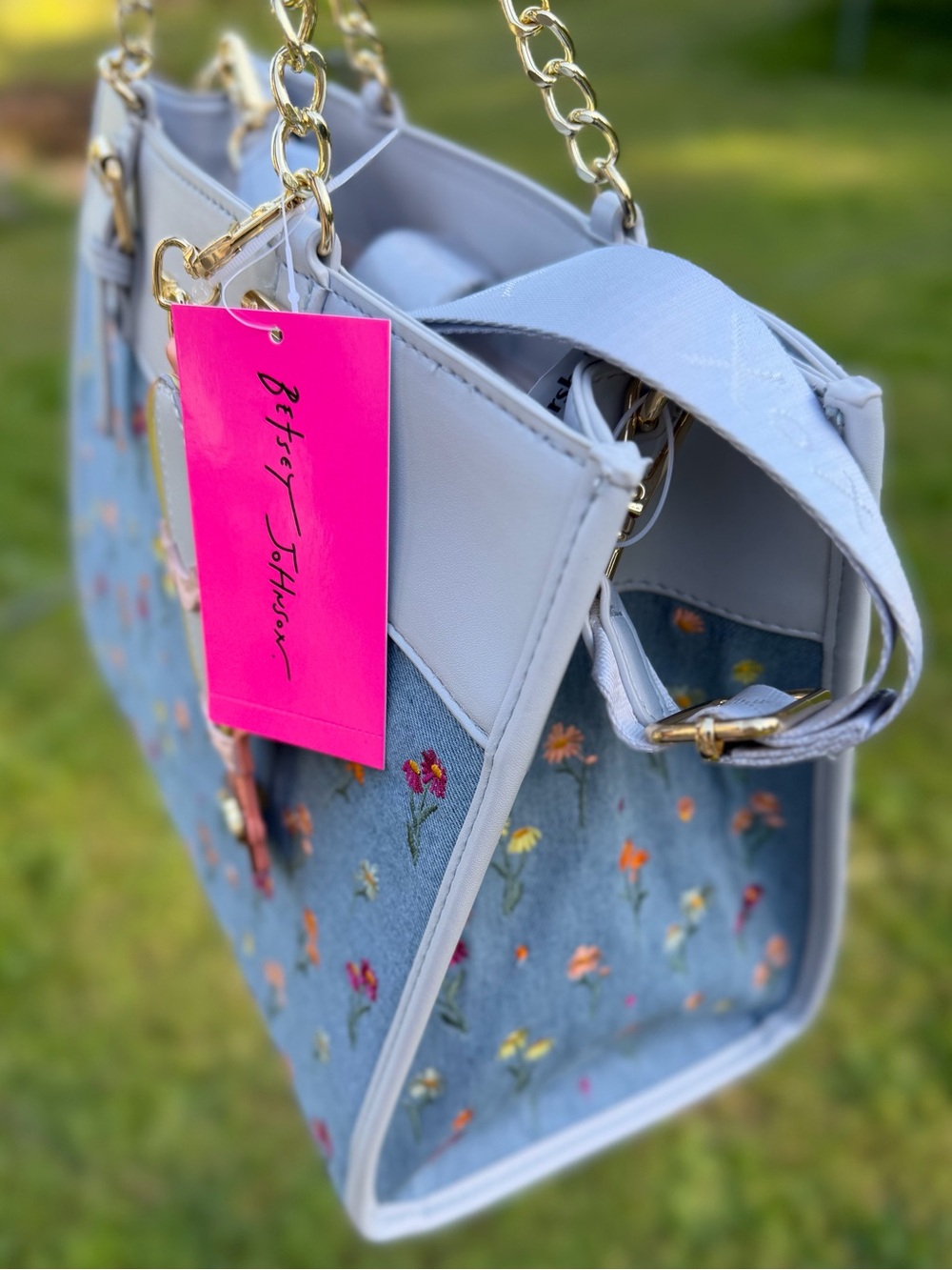 Betsey satchel tote floral stripe quilted roses - Picture 8 of 12